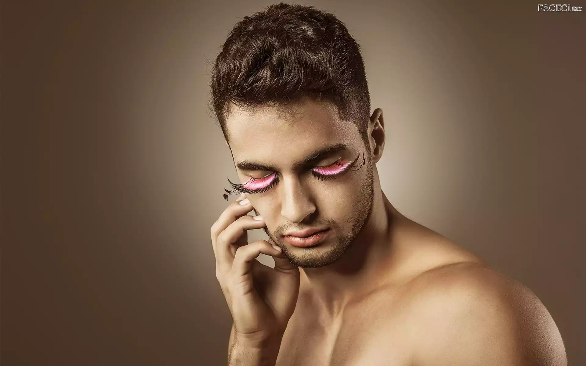 Długie, Rzęsy, Mężczyzna, Sztuczne