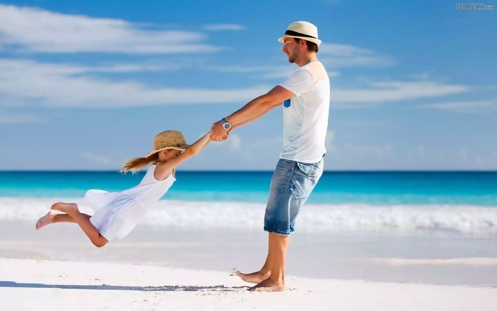 Ojciec, Morze, Córka, Zabawa