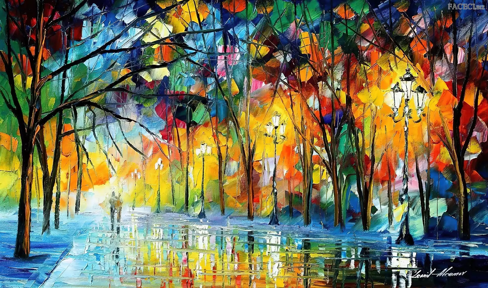Spacer, Park, Po Deszczu, Leonid, Afremov